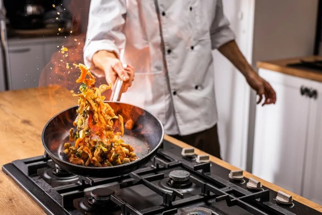 Cooking with LPG in a modern kitchen